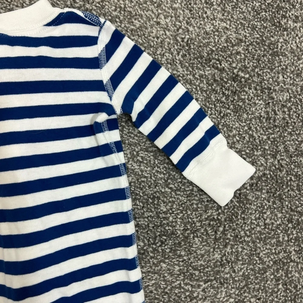Hanna Andersson Blue and White Striped Kids One Piece pajamas 6-9 months